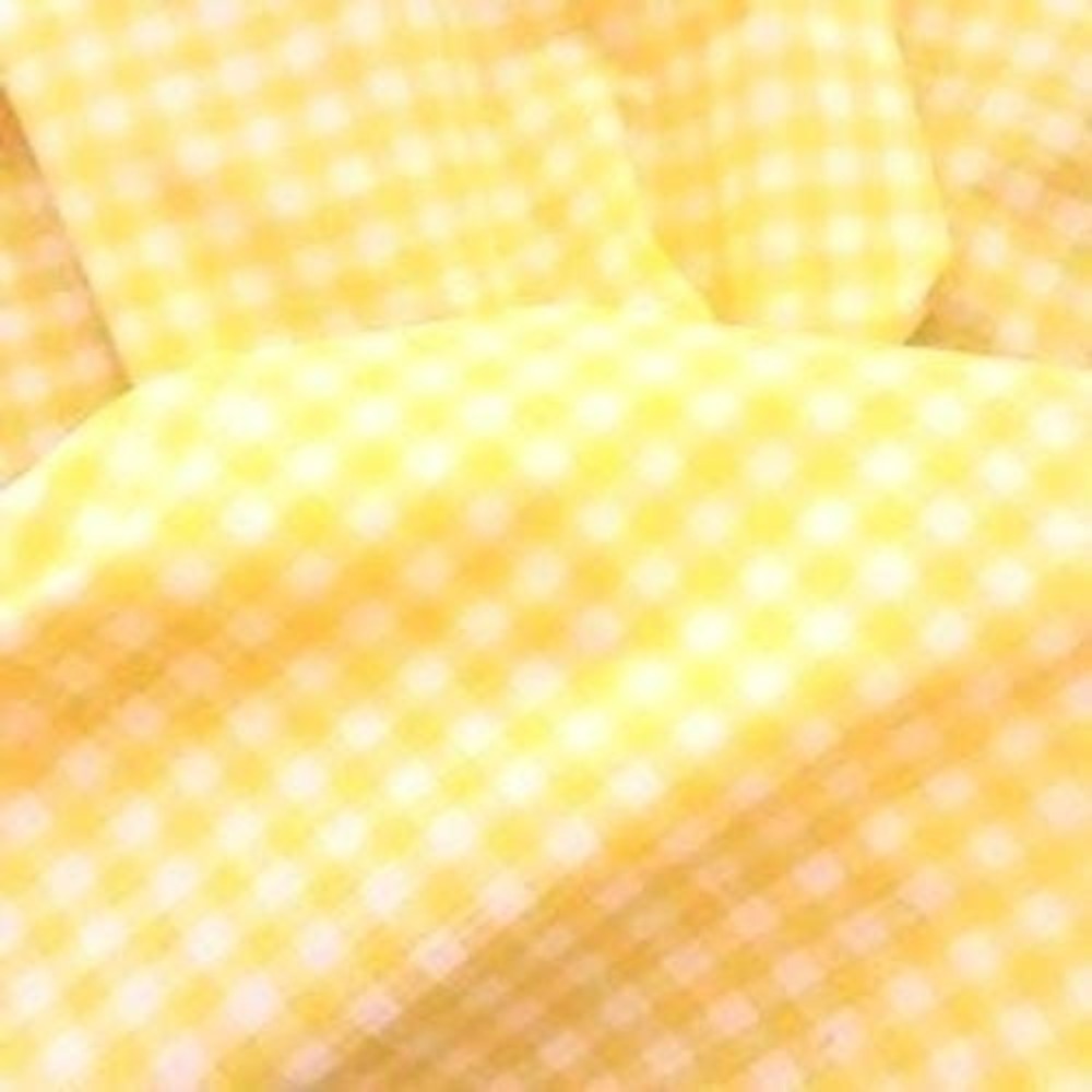 Vintage Yellow Gingham Fabric 4Yards Craft Sewing Quilting Home Decor